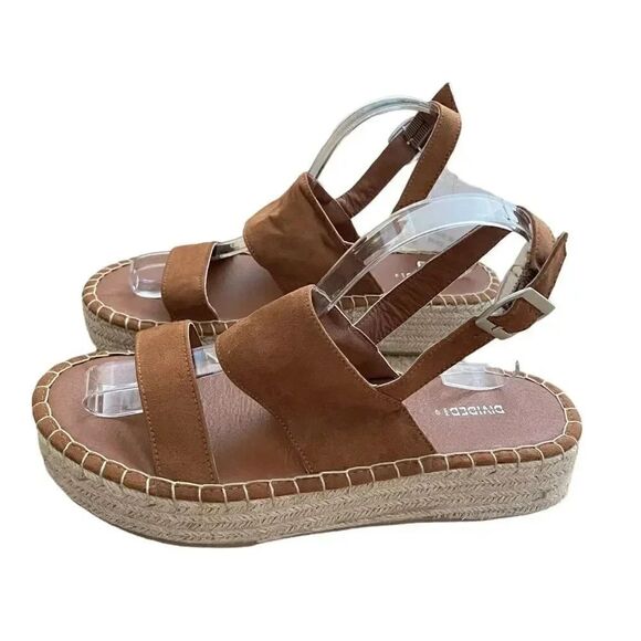 H&M Divided Platform Espadrilles Braided Trim Adjustable Straps SZ 8.5 - Picture 1 of 11